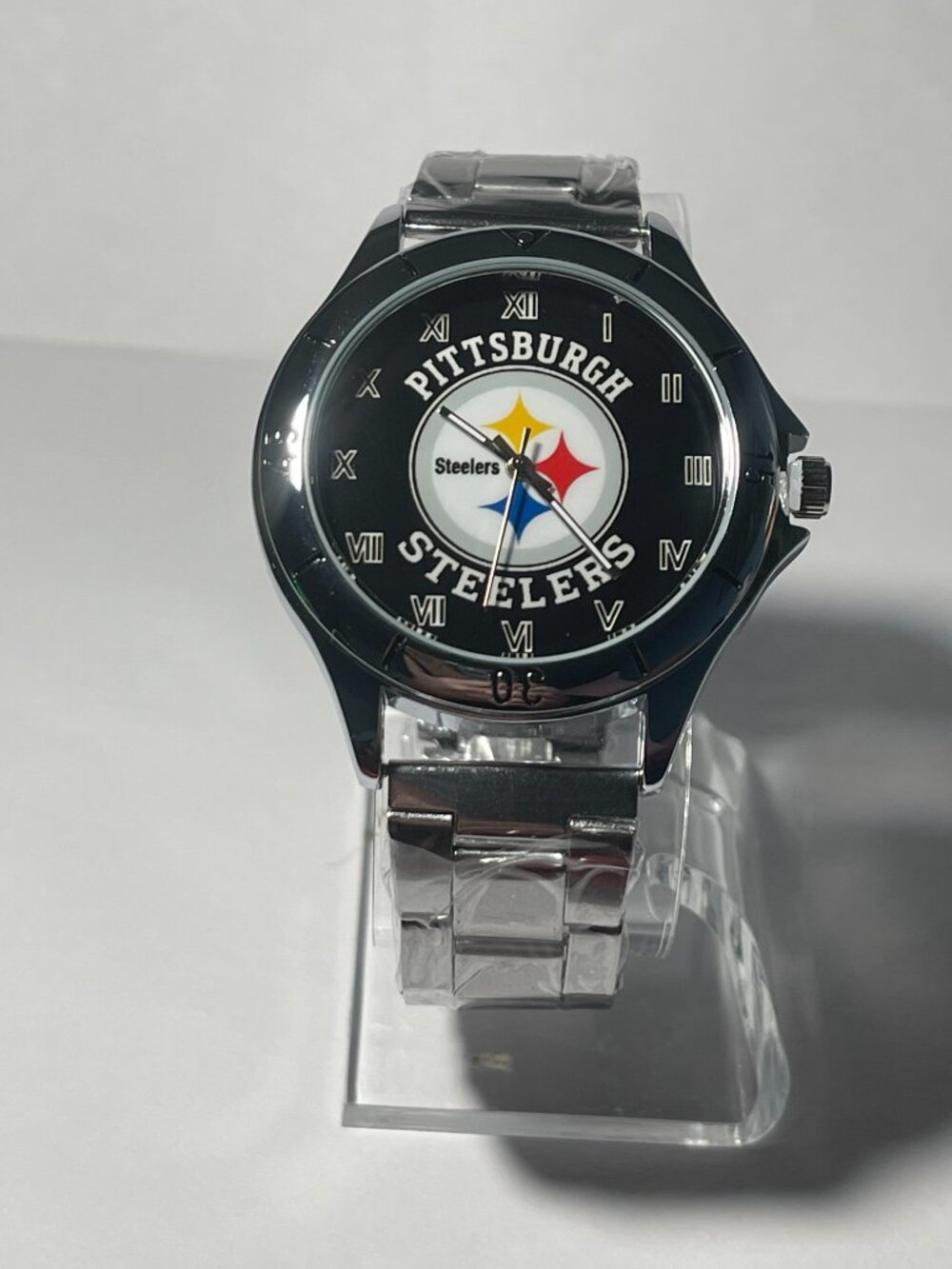 Pittsburgh Steelers NFL Team Logo Men's Stainless-Steel Silver Watch NEW